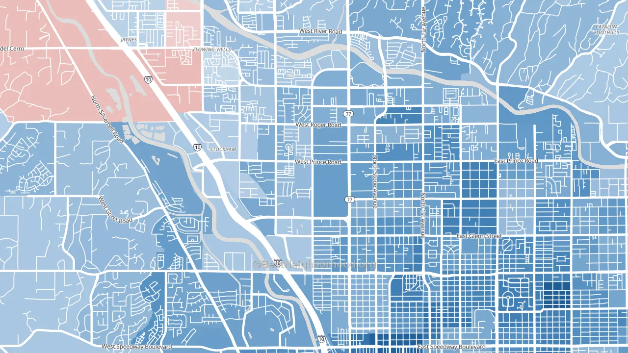 85705, AZ block-group political-lean map