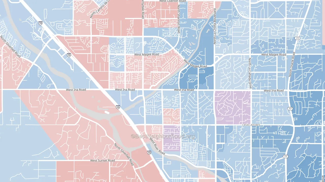 85741, AZ block-group political-lean map