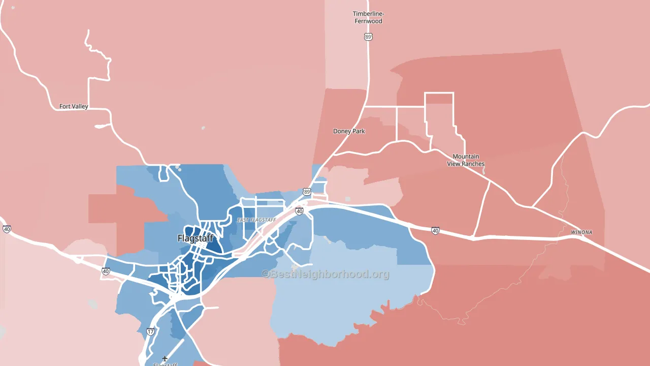 86004, AZ block-group political-lean map
