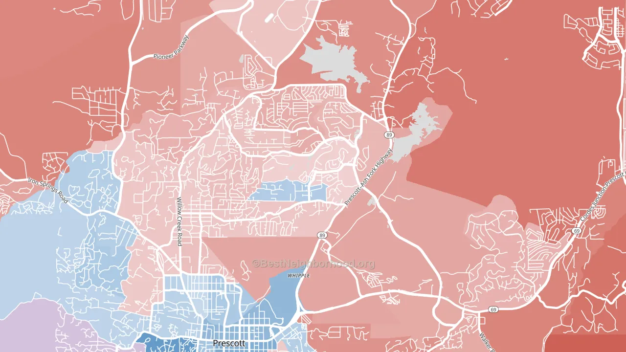 86301, AZ block-group political-lean map