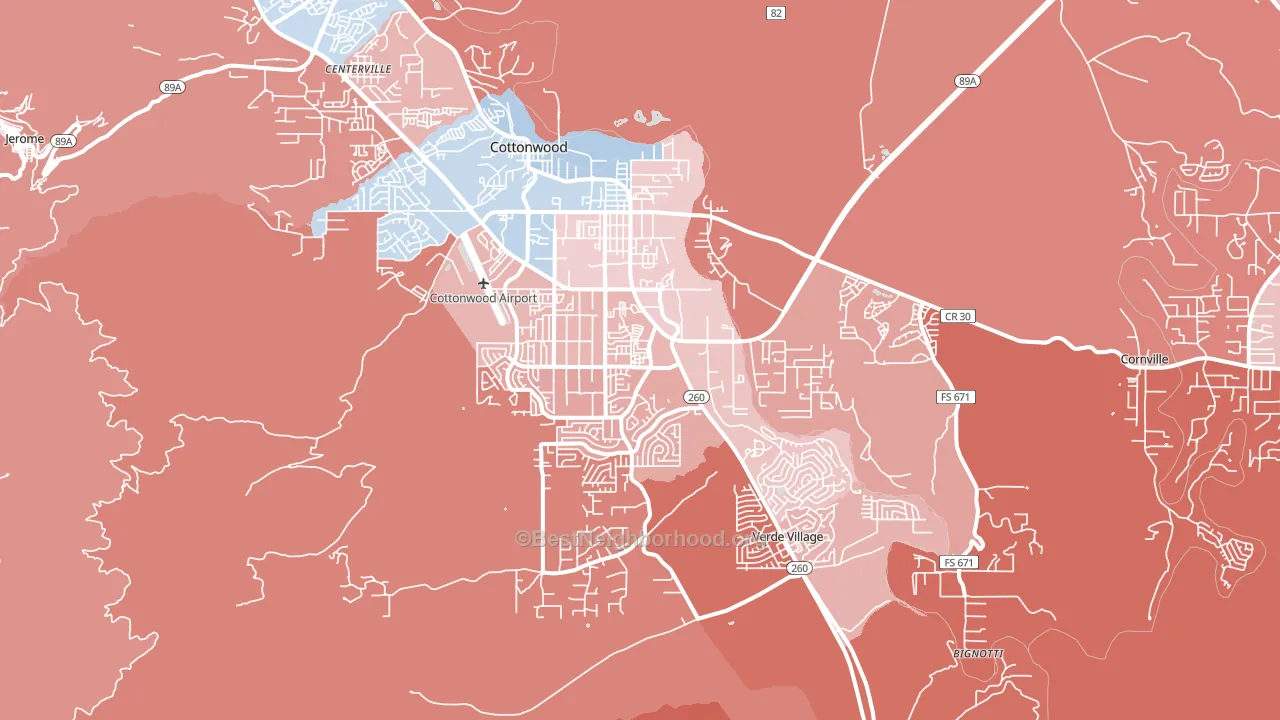 86326, AZ block-group political-lean map
