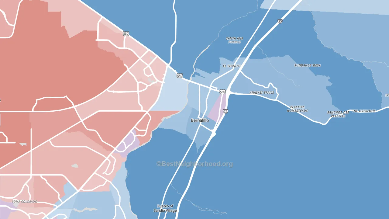 87004, NM block-group political-lean map