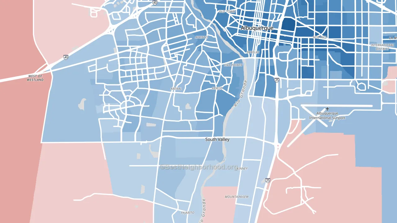 87105, NM block-group political-lean map