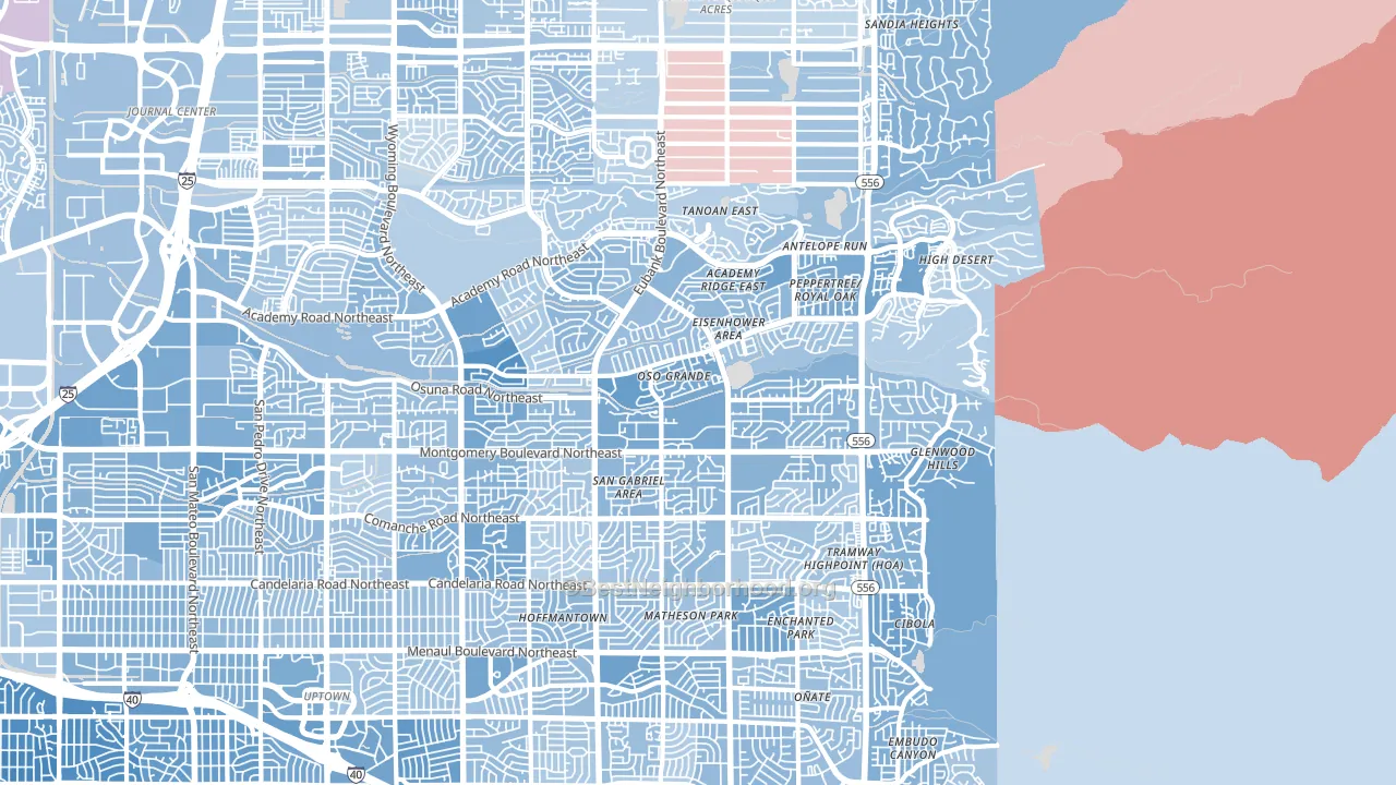 87111, NM block-group political-lean map