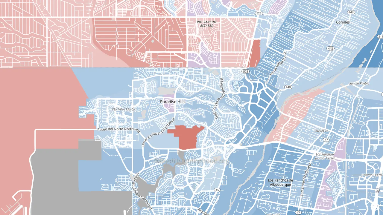 87114, NM block-group political-lean map
