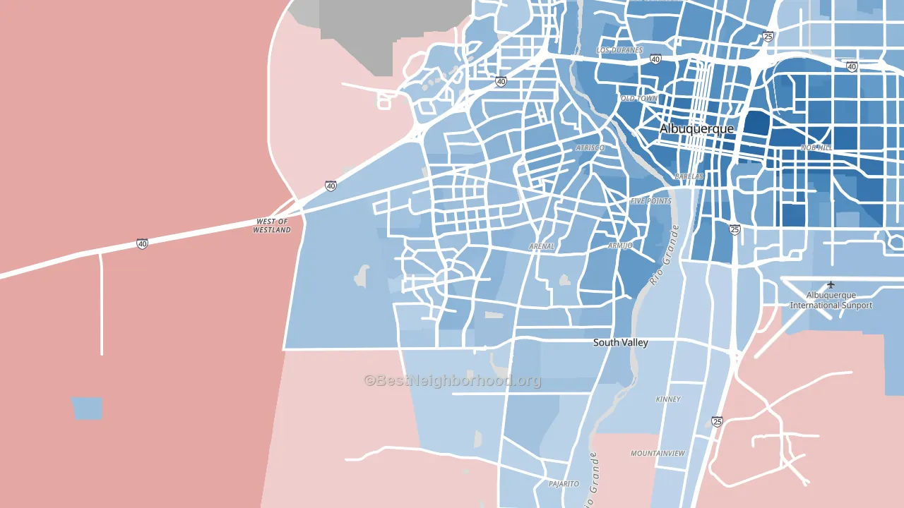 87121, NM block-group political-lean map