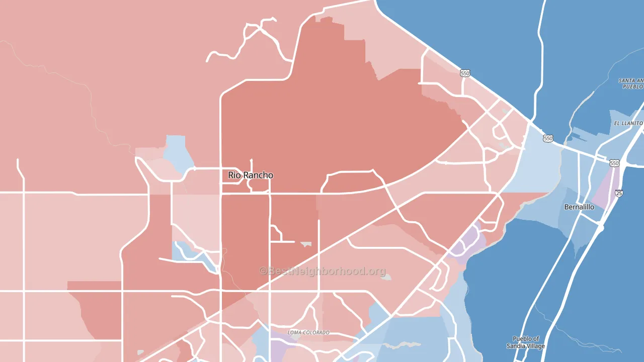 87144, NM block-group political-lean map