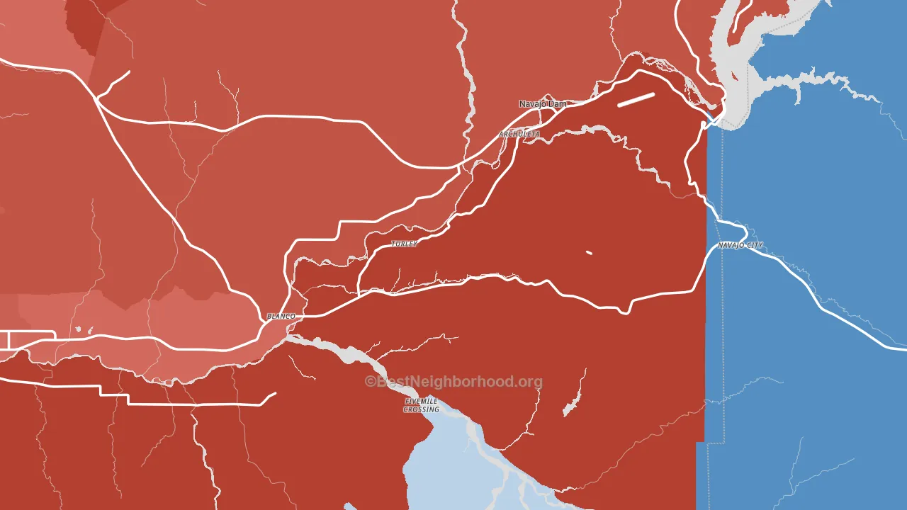 87412, NM block-group political-lean map