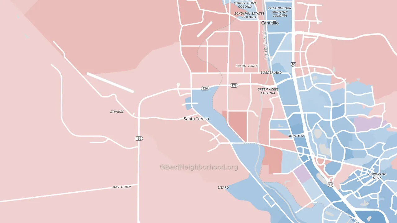 88008, NM block-group political-lean map