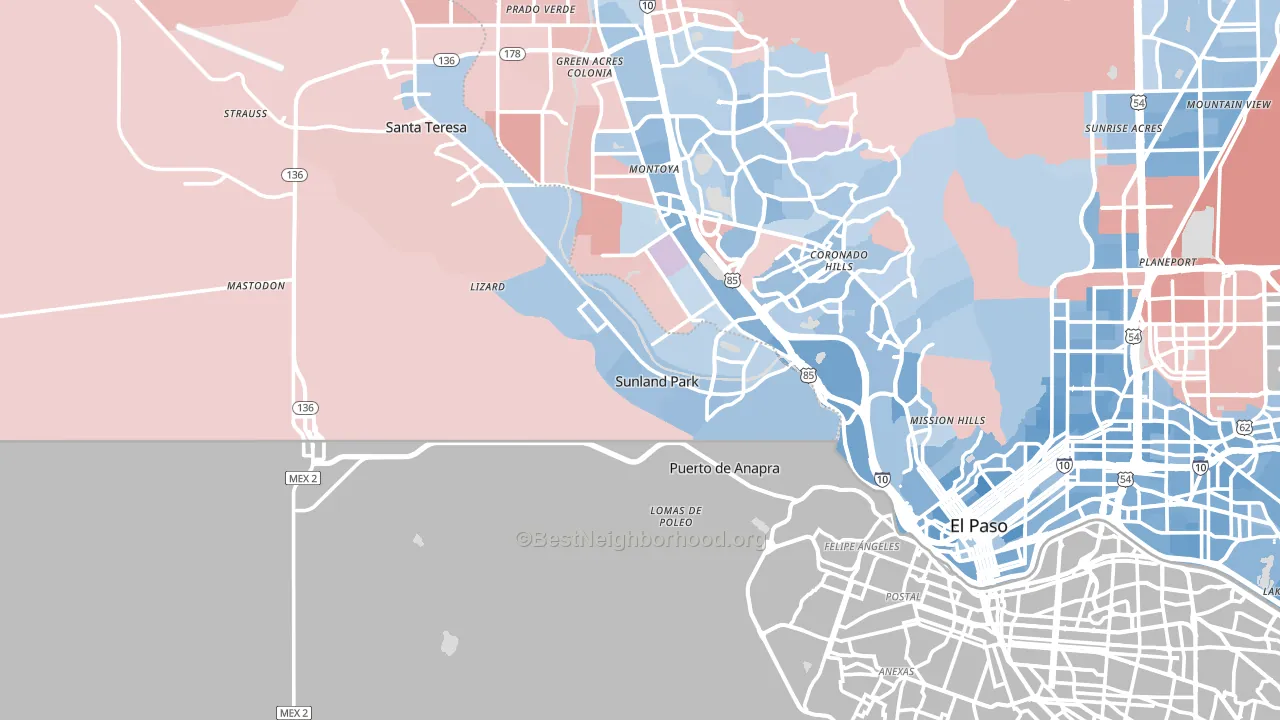 88063, NM block-group political-lean map