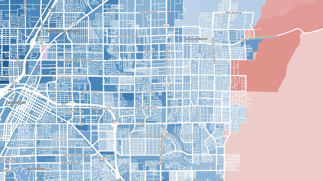 89110, NV block-group political-lean map