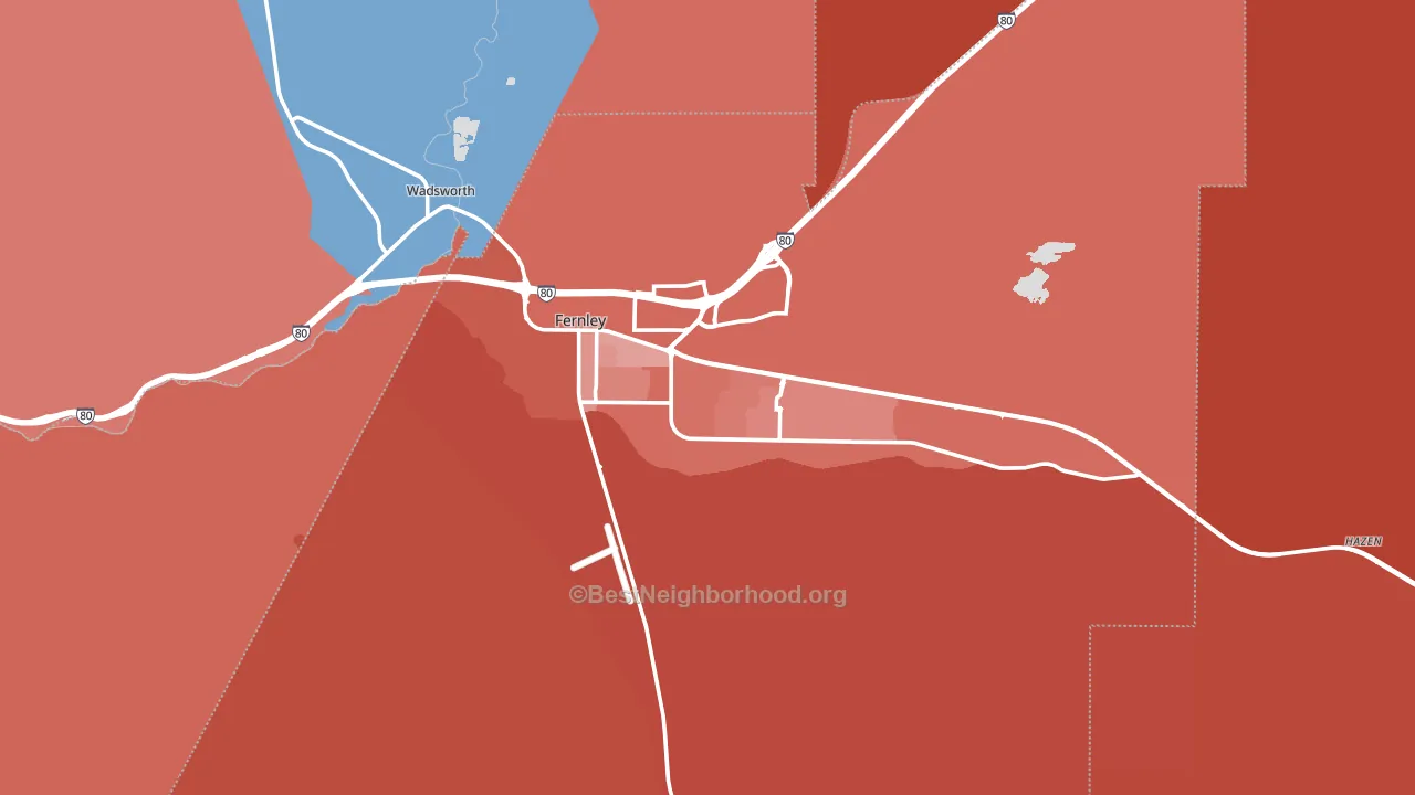 89408, NV block-group political-lean map