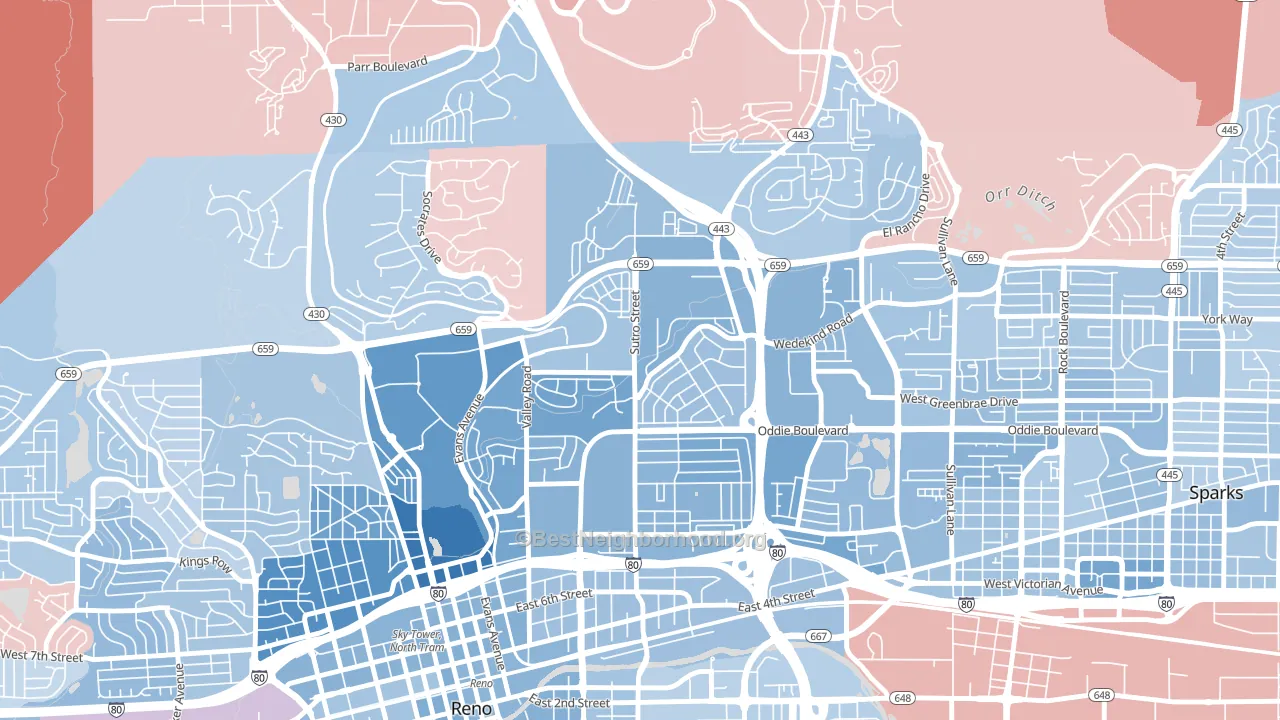 89512, NV block-group political-lean map