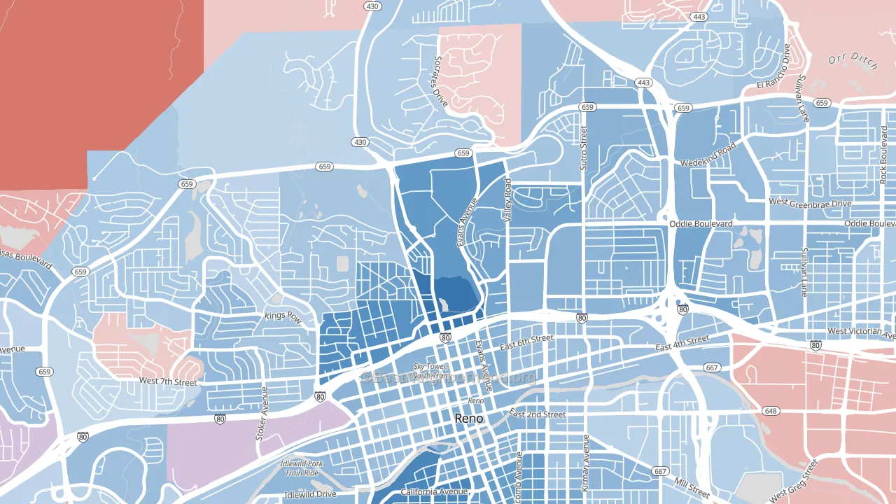 89557, NV block-group political-lean map