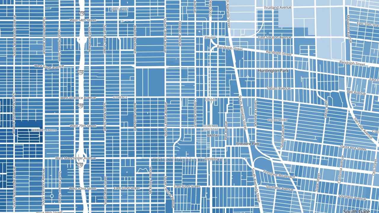 90001, CA block-group political-lean map