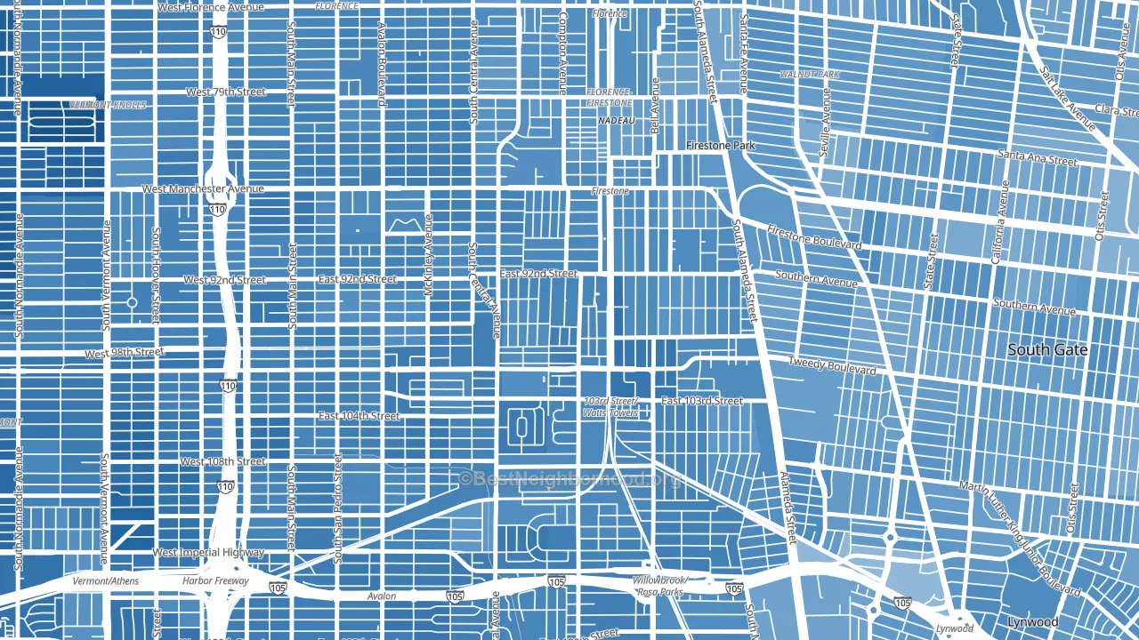90002, CA block-group political-lean map