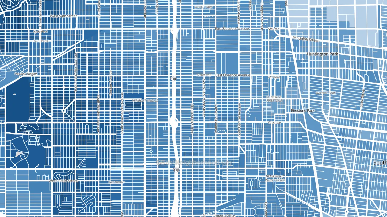 90003, CA block-group political-lean map