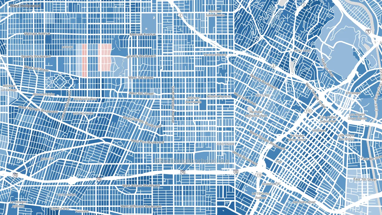 90005, CA block-group political-lean map