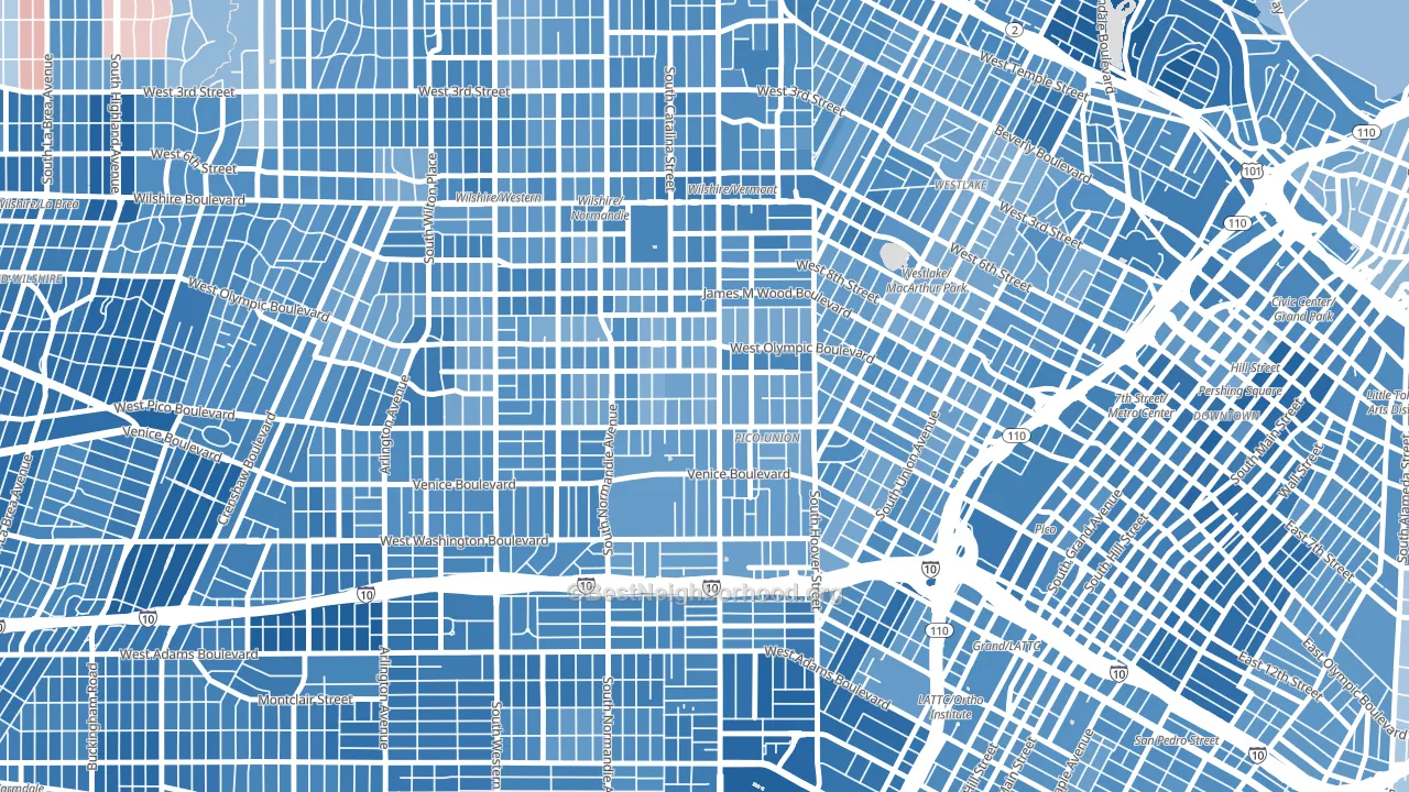90006, CA block-group political-lean map