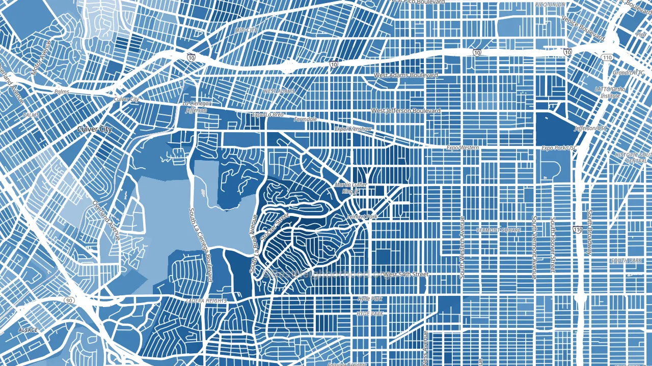 90008, CA block-group political-lean map
