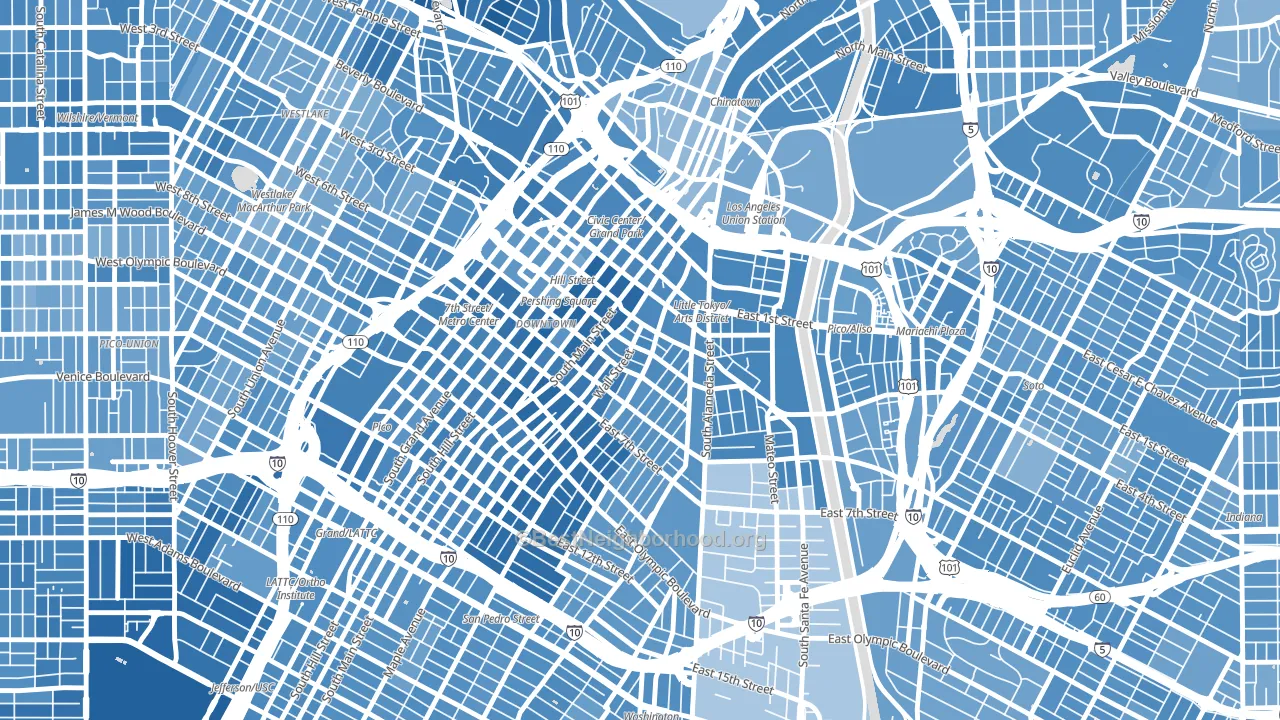 90013, CA block-group political-lean map
