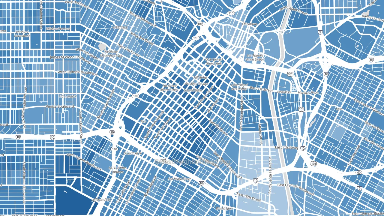 90014, CA block-group political-lean map