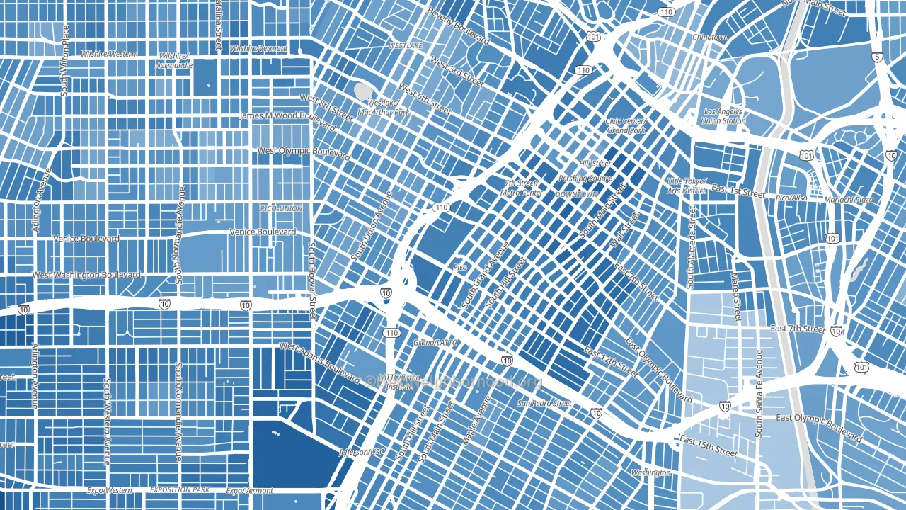 90015, CA block-group political-lean map