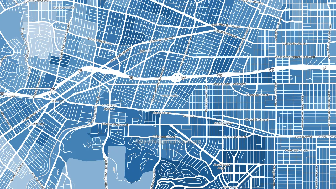 90016, CA block-group political-lean map