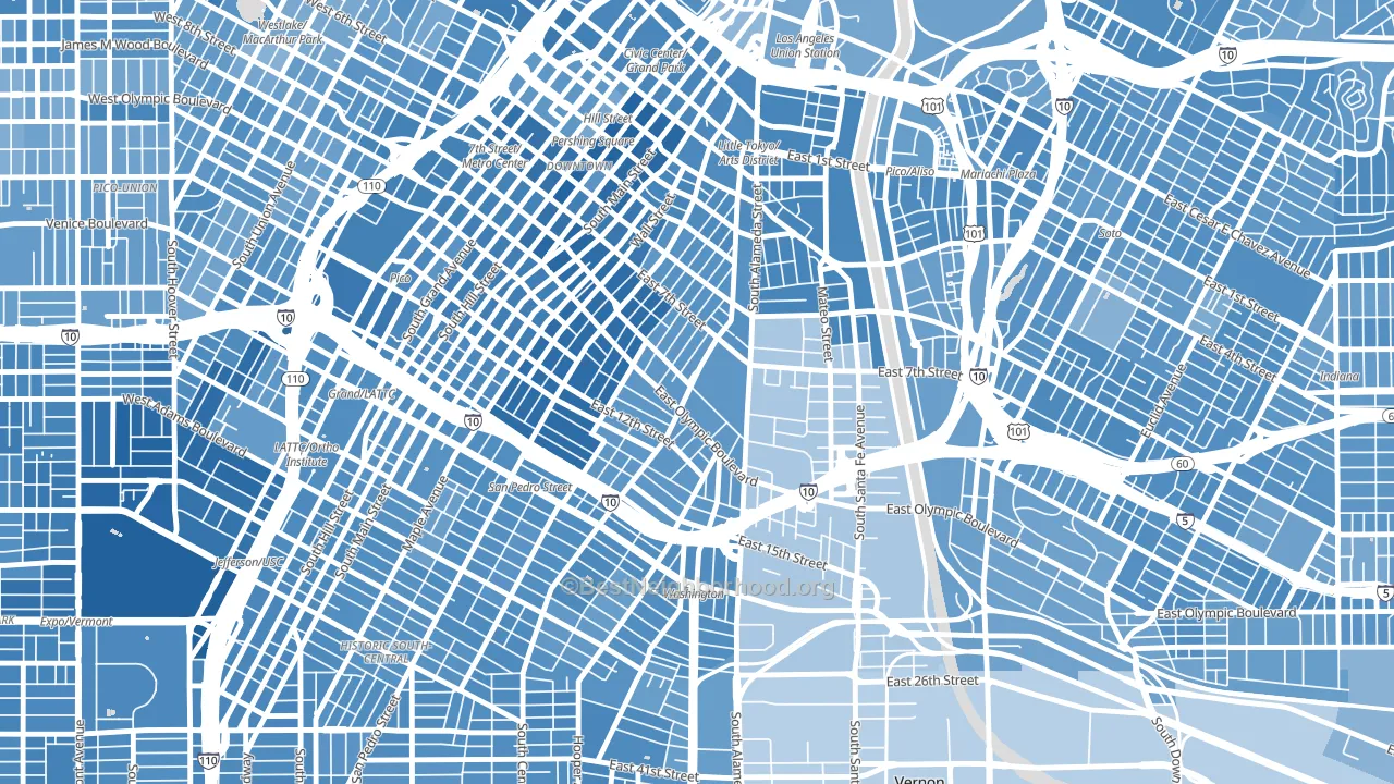 90021, CA block-group political-lean map