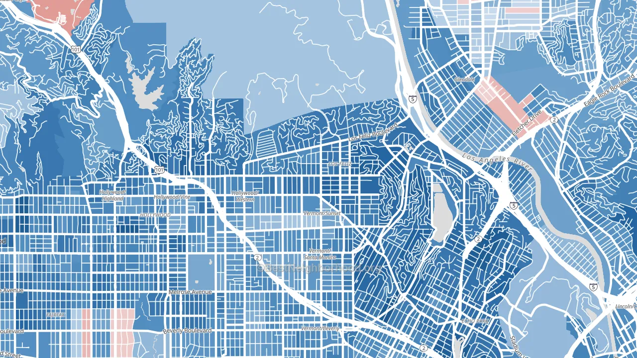 90027, CA block-group political-lean map