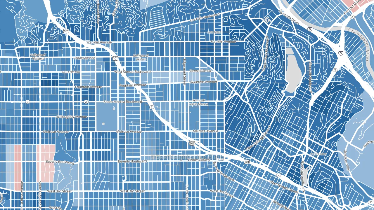90029, CA block-group political-lean map