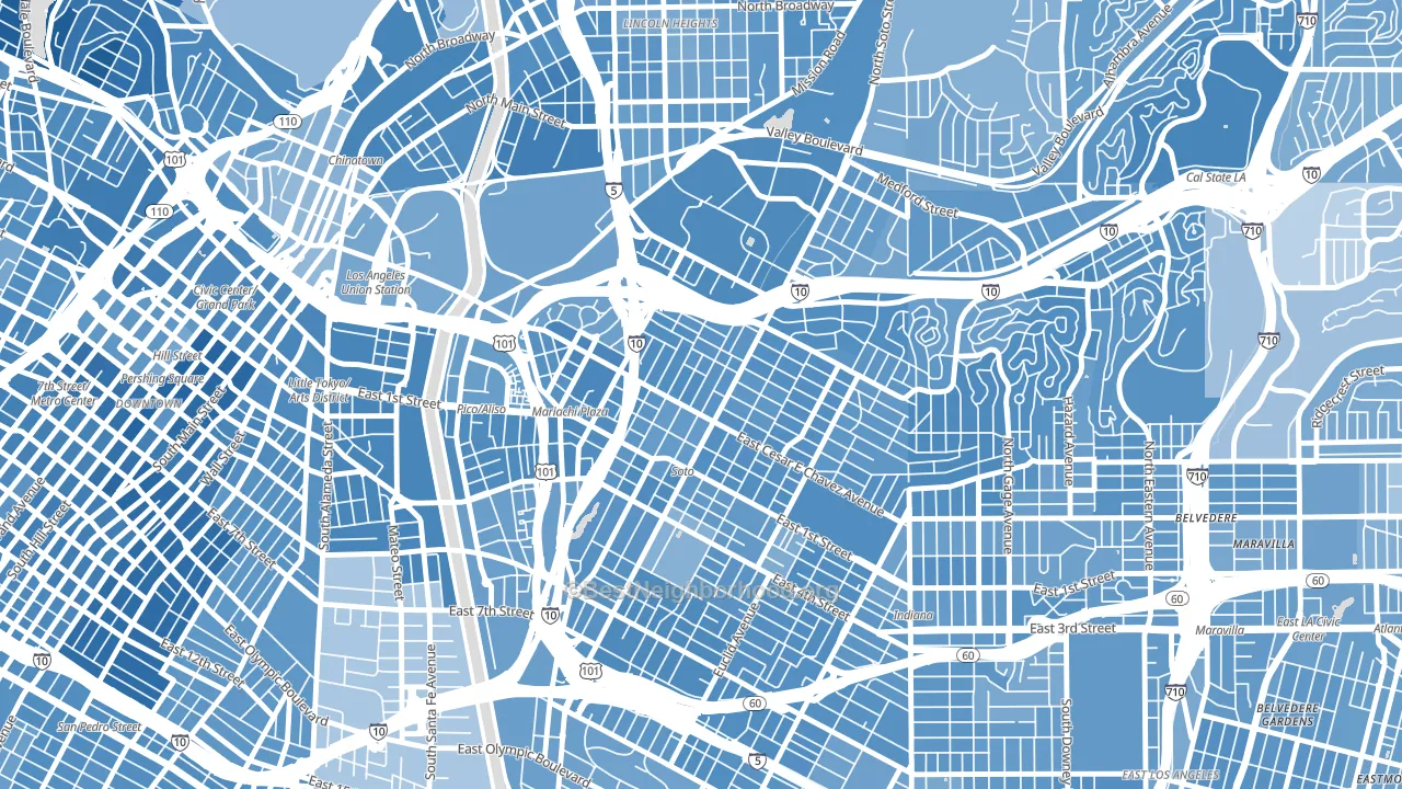 90033, CA block-group political-lean map
