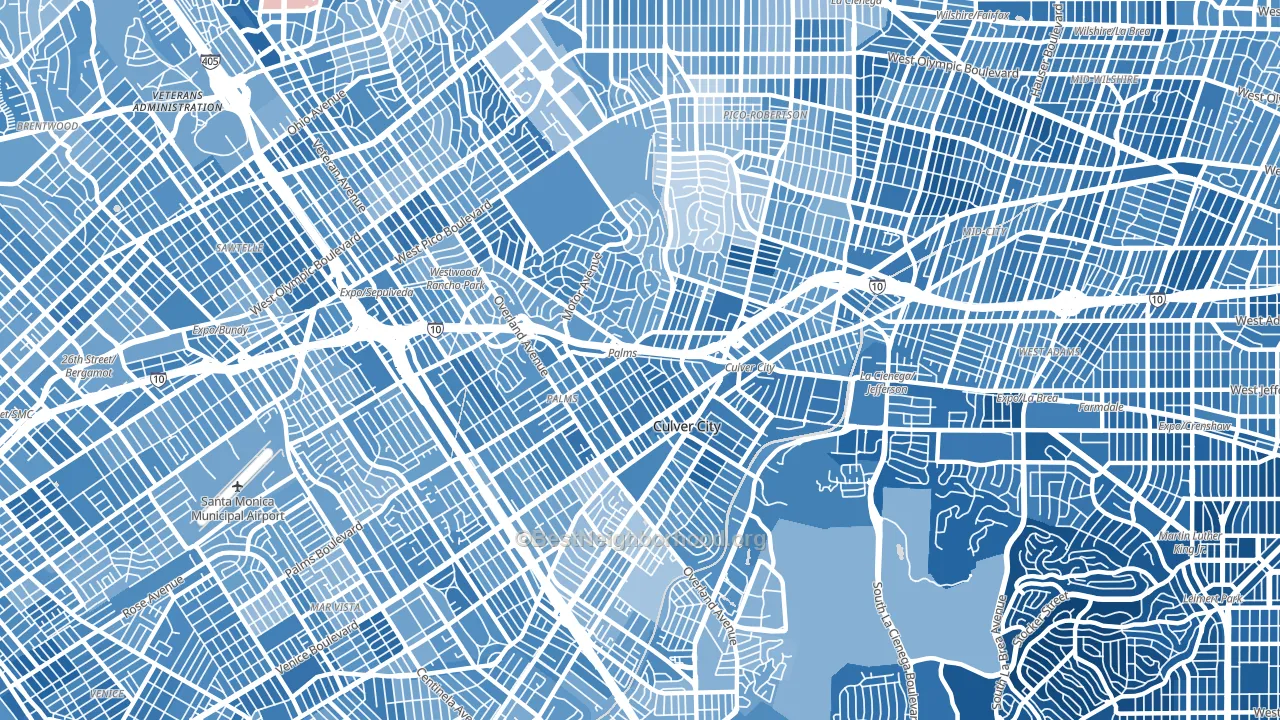 90034, CA block-group political-lean map