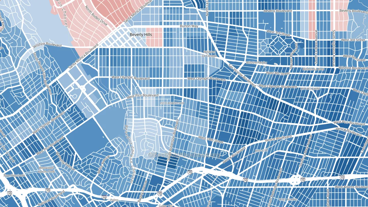 90035, CA block-group political-lean map