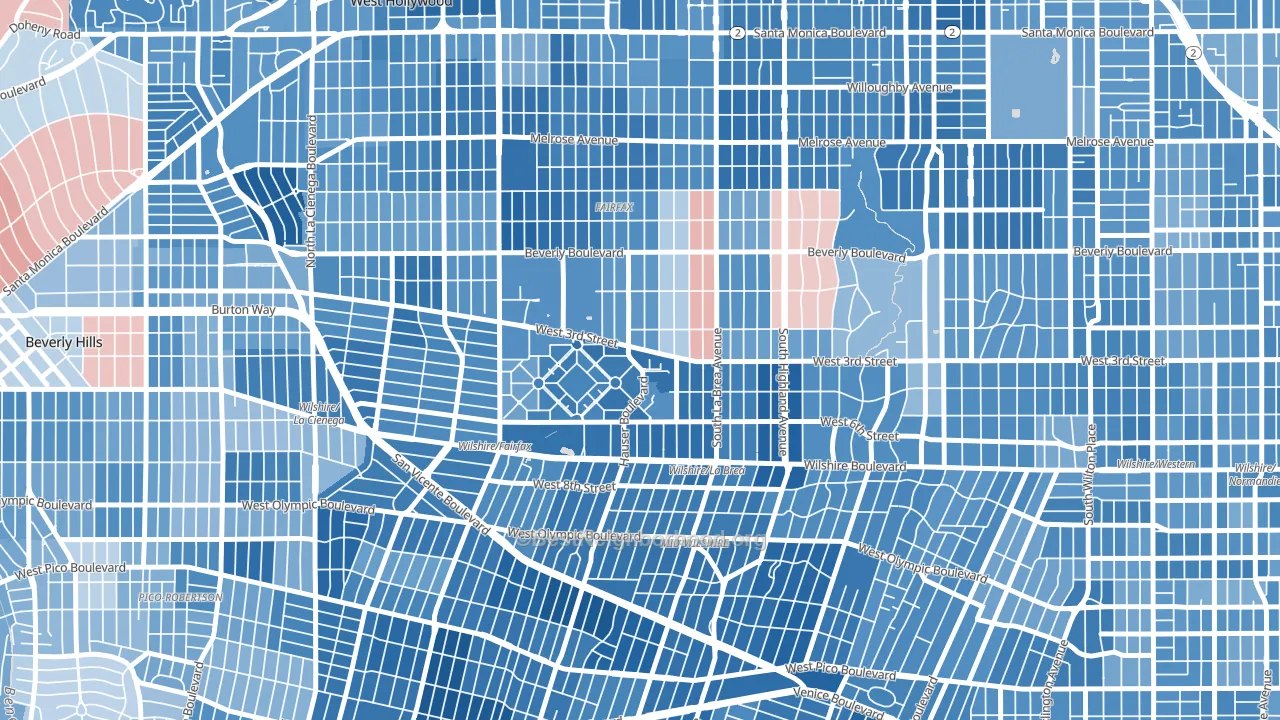 90036, CA block-group political-lean map
