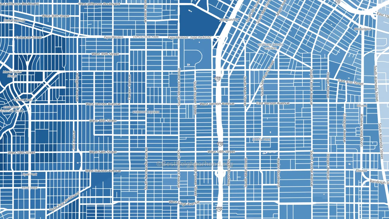 90037, CA block-group political-lean map