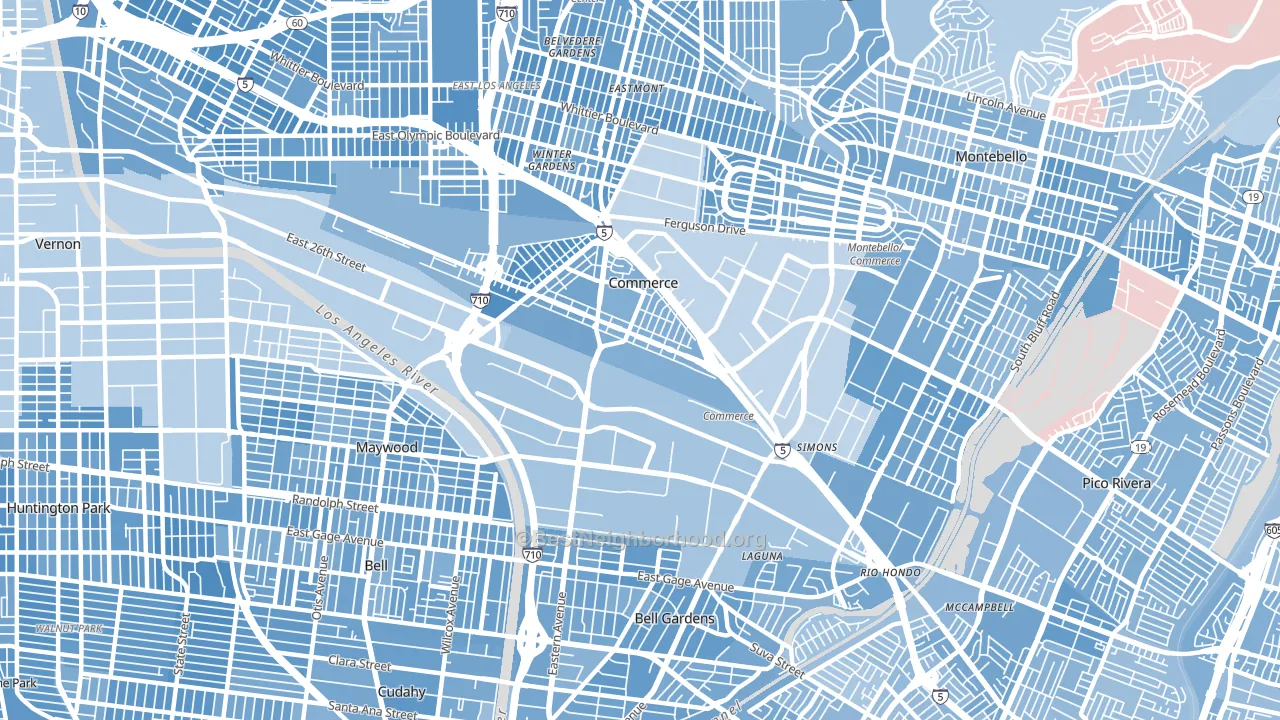 90040, CA block-group political-lean map