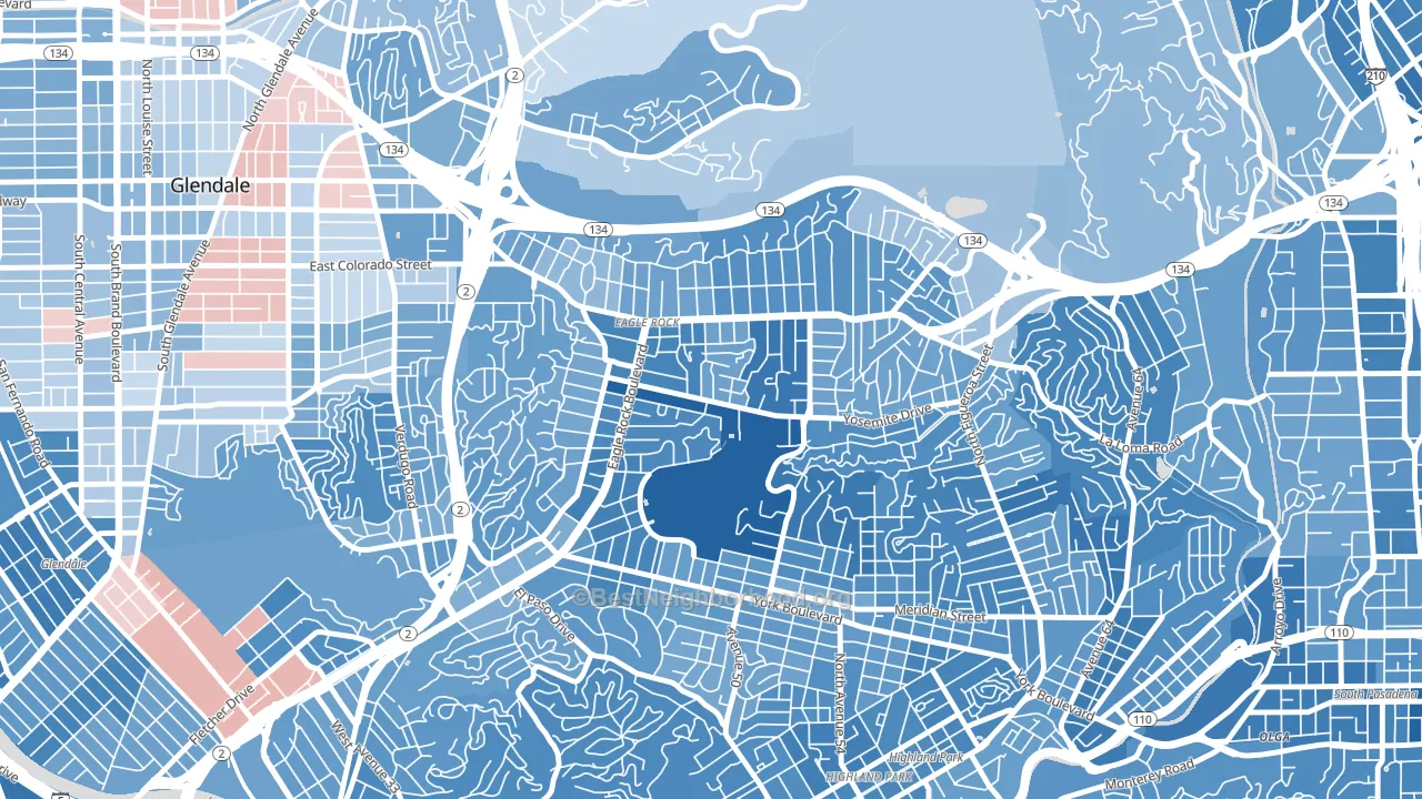 90041, CA block-group political-lean map