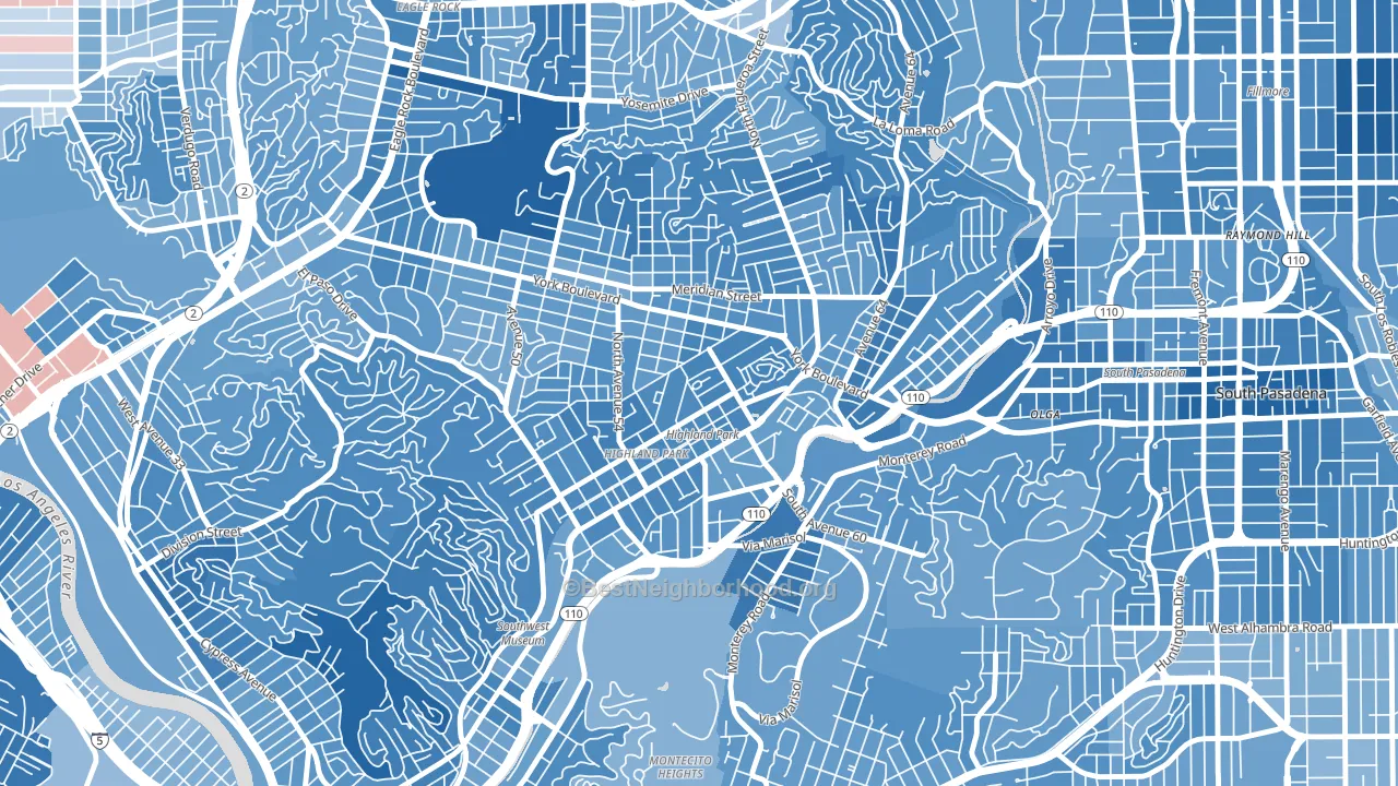 90042, CA block-group political-lean map