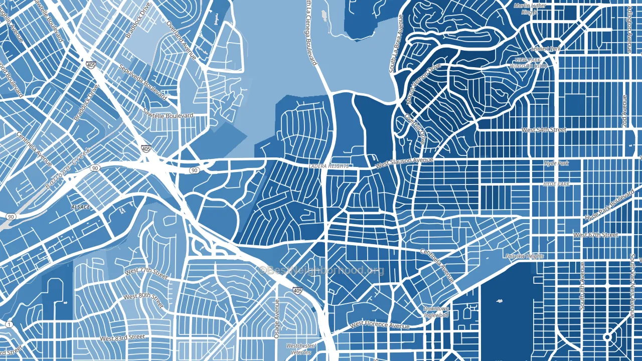 90056, CA block-group political-lean map