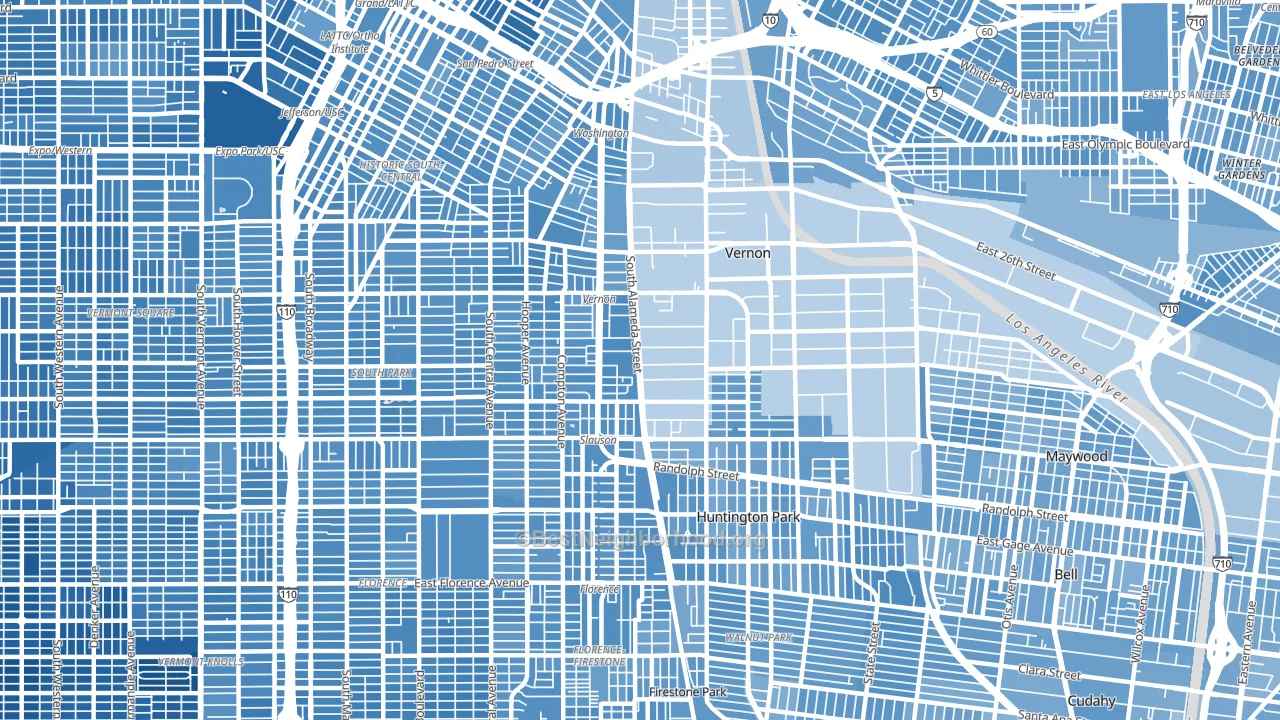 90058, CA block-group political-lean map