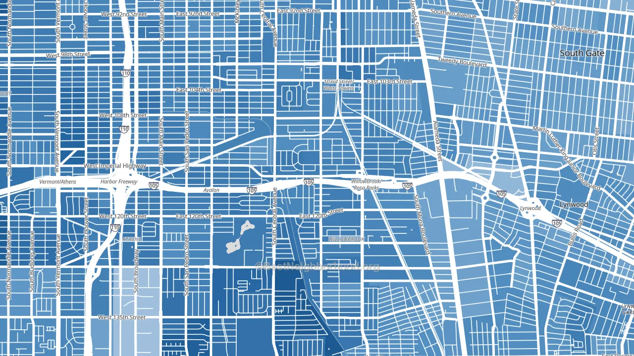 90059, CA block-group political-lean map
