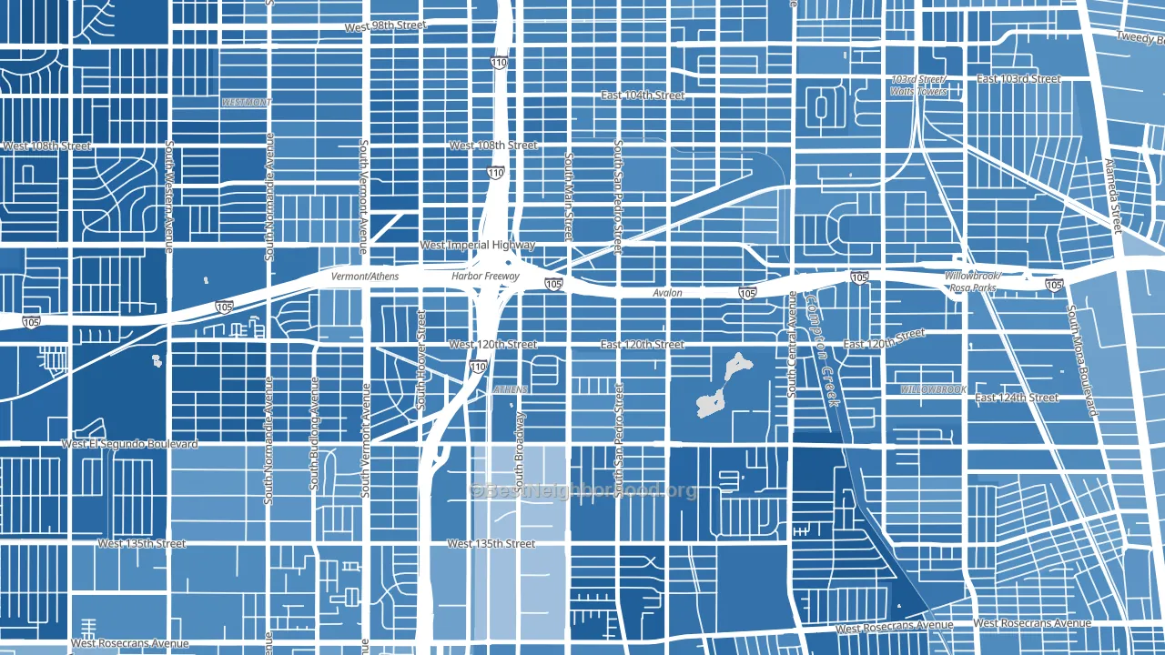 90061, CA block-group political-lean map
