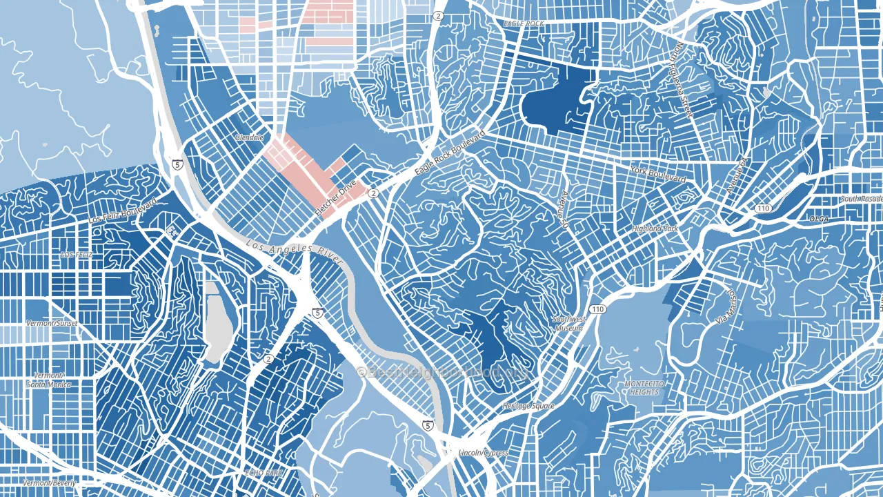 90065, CA block-group political-lean map