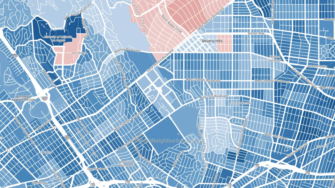 90067, CA block-group political-lean map