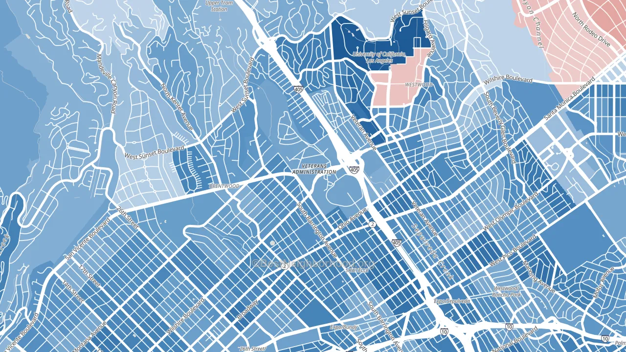 90073, CA block-group political-lean map