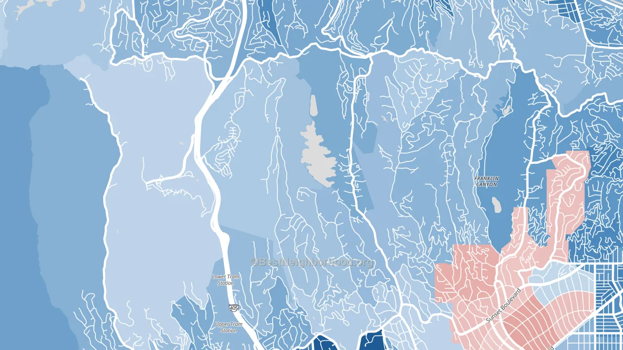 90077, CA block-group political-lean map