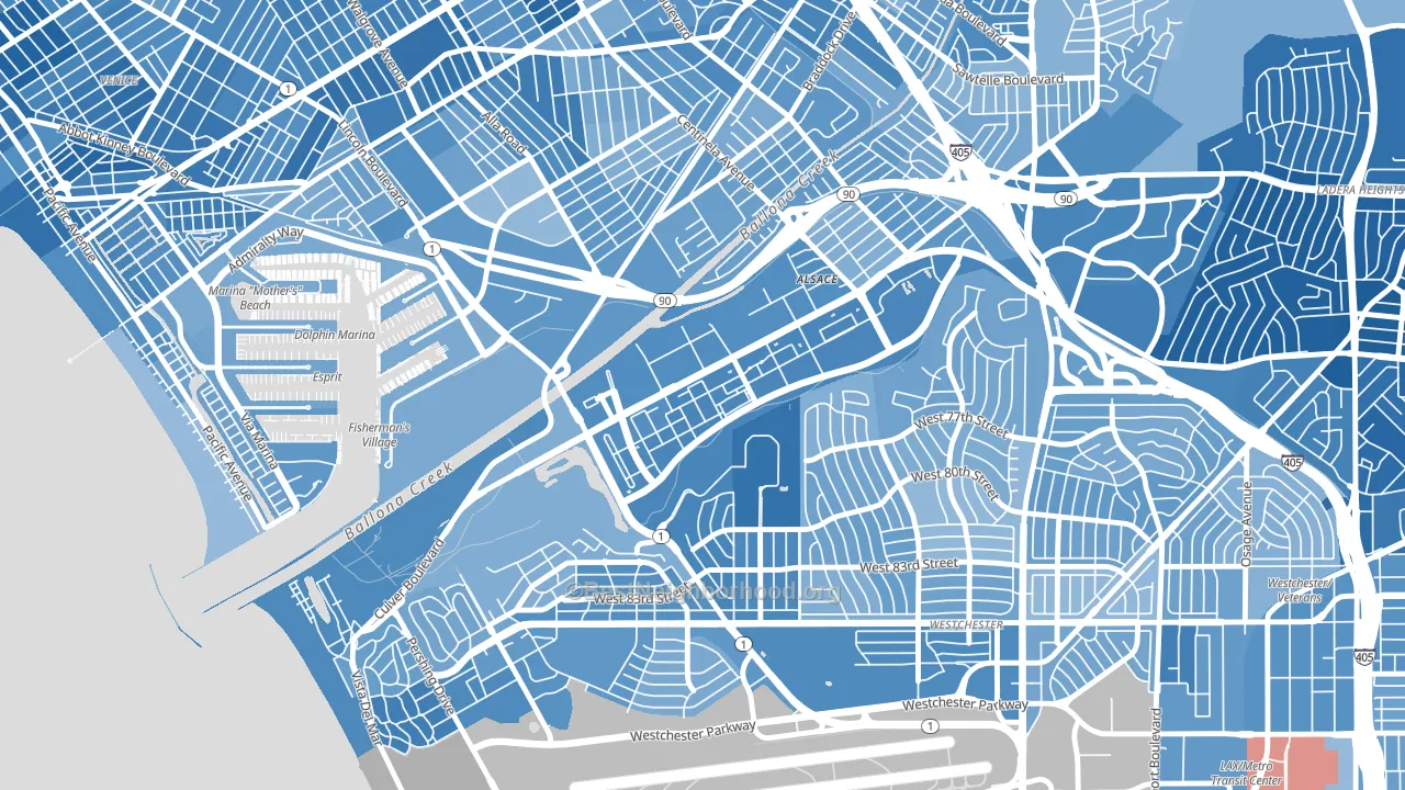 90094, CA block-group political-lean map