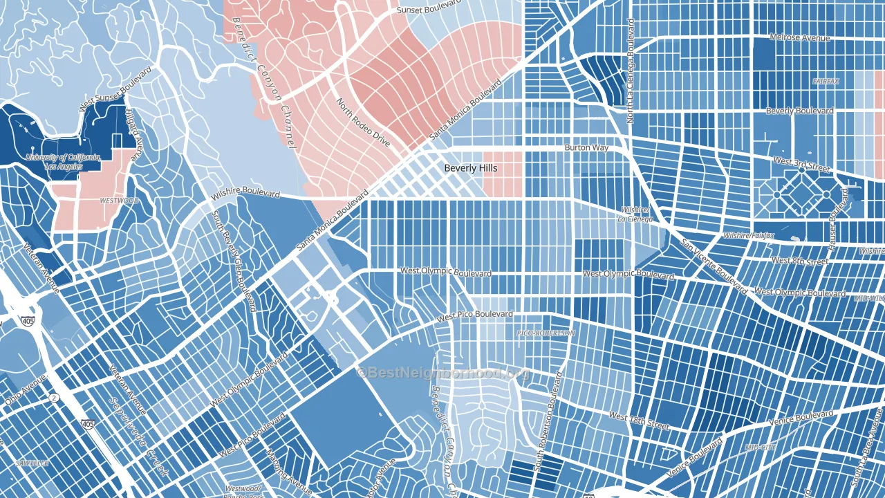 90212, CA block-group political-lean map