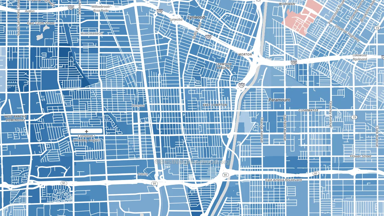 90221, CA block-group political-lean map